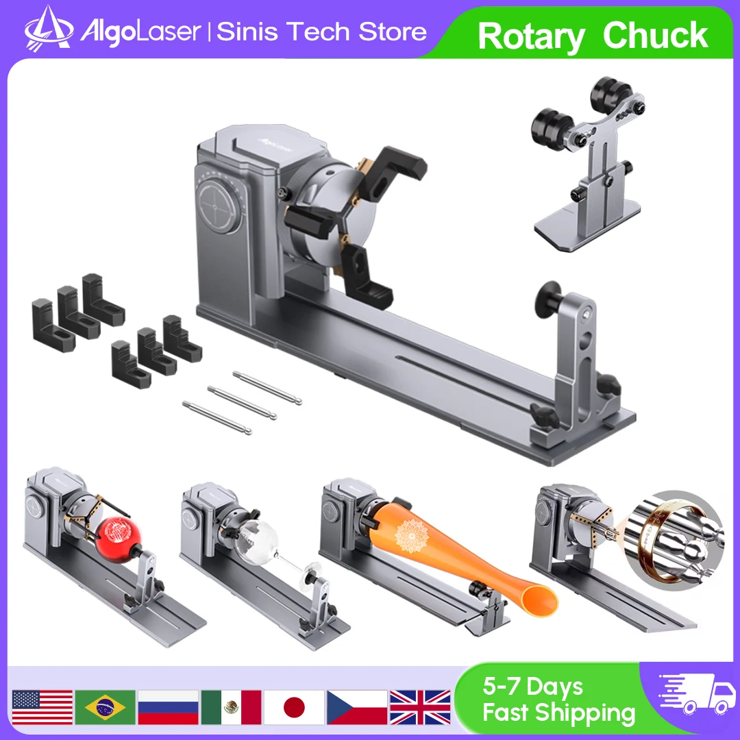 Algolaser cnc gravador a laser mandril de rolo rotativo 360 y-axis diodo objeto cilíndrico rotação gravura garrafa latas círculo