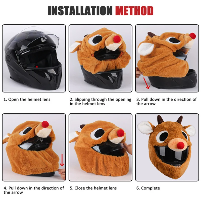 Motocicleta Capacete Proteção Chapelaria Capa, Cartoon Fluffy Plush Set, Full-Face Caso protetor, Moto Segurança, na moda - Image 6