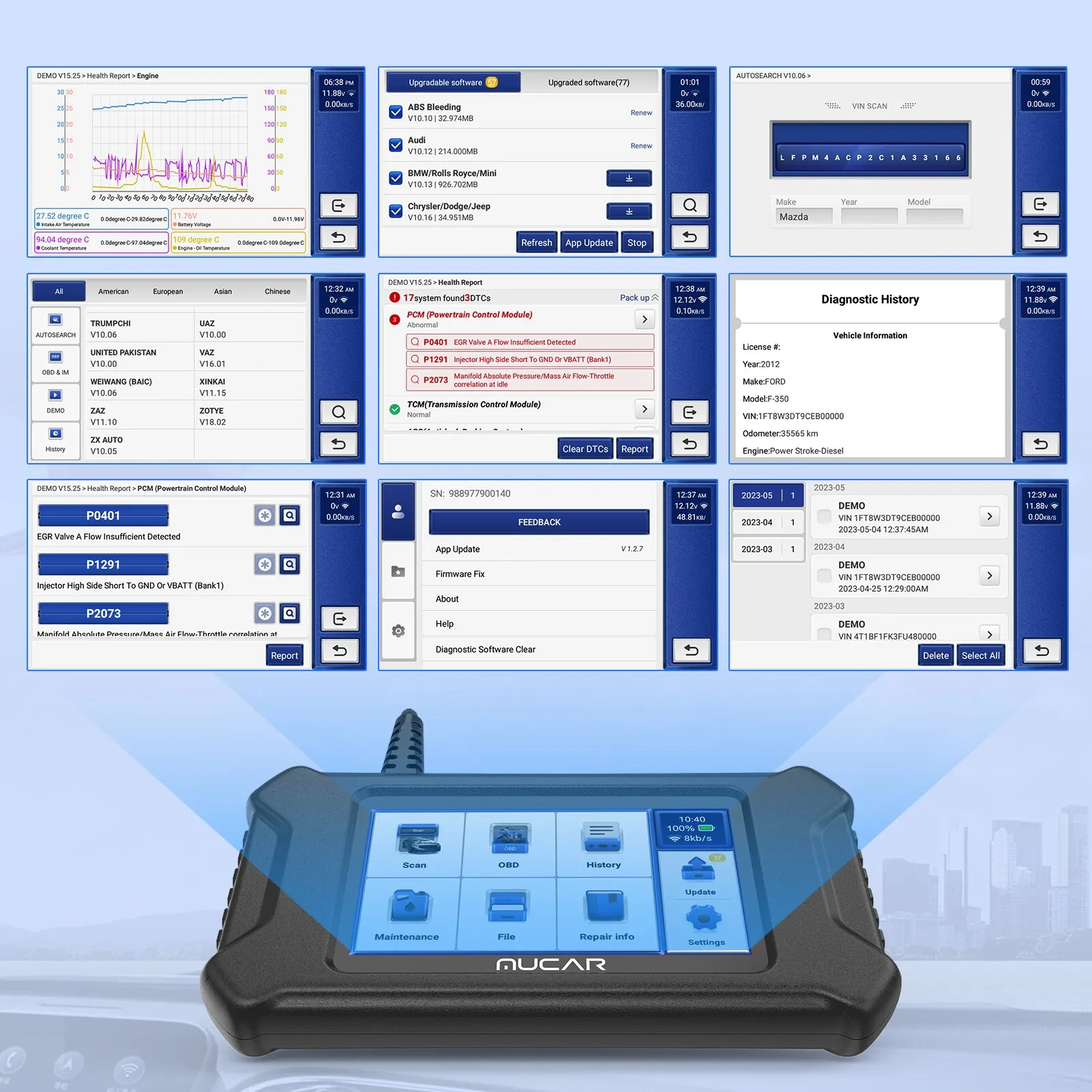 MUCAR-CS6 Scanner automotivo para carro, ferramenta de diagnóstico, ABS, SRS, TCM, ECM, TPMS 6, leitura do código do sistema, freio a óleo, 7 Reset, atualização gratuita vitalícia - Image 5