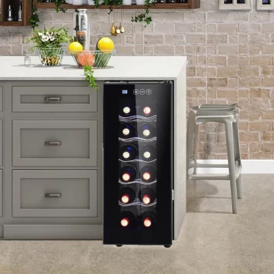 32L 12 Bottles Wine Cooler Refrigerator Wine Cabinet Fridge Freestanding