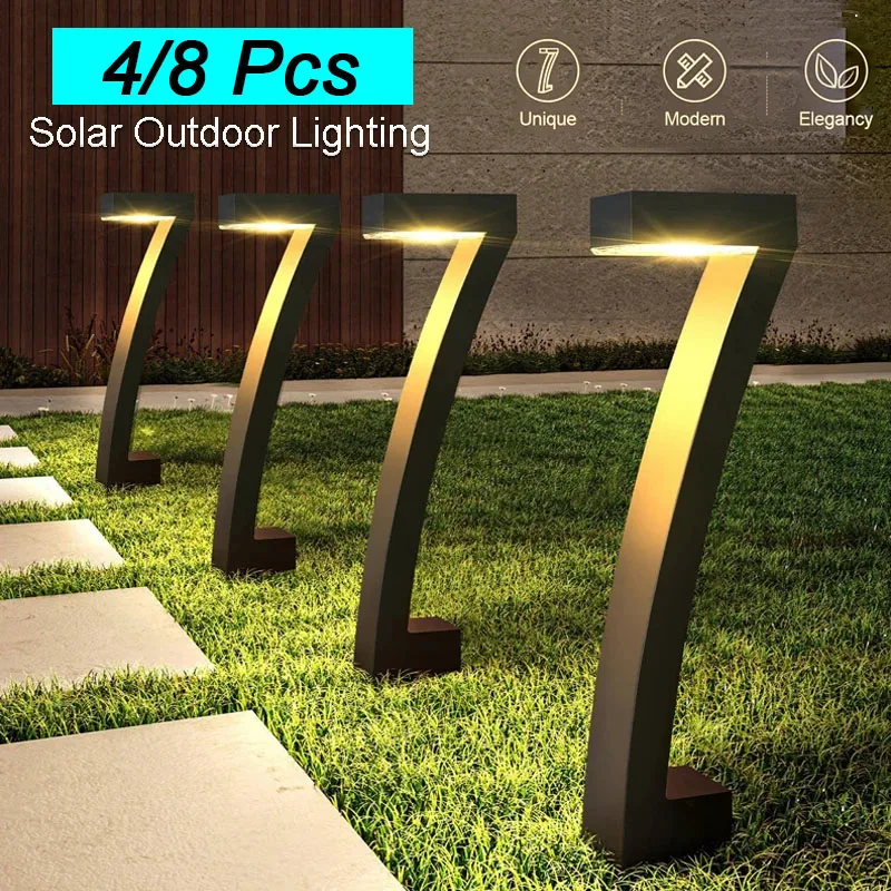 4/8 pçs solar led luz luzes do jardim iluminação ao ar livre ip65 à prova dip65 água gramado caminho holofotes para quintal entrada passarela pátio decoração