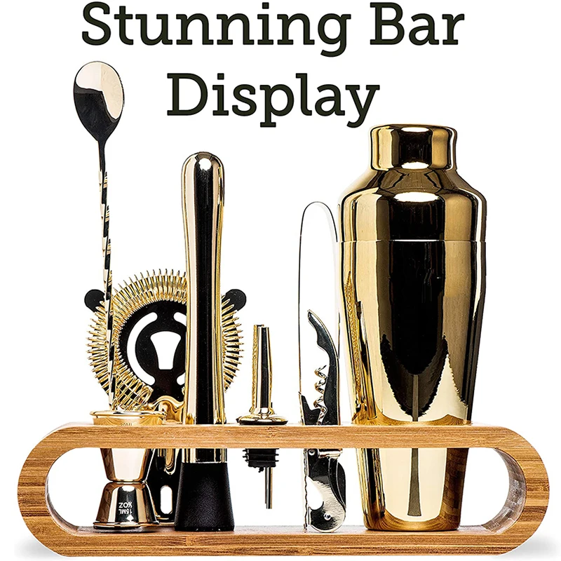 Cocktail Mixology Bartender Kit com elegante Bamboo Stand, Bar Tool Set, 10 pcs - Image 3