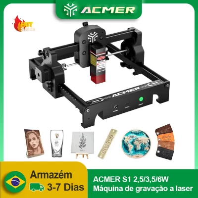 ACMER S1 mini gravador a laser portátil máquina de corte cnc atualizado laser esculpir madeira vidro pcb para iniciante suporte lightburn