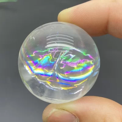 Natural Clear Quartz Rainbow Sphere para Home Decor, Bola de Cristal Branco, Pedra Preciosa Polida, Chakra Reiki, Pedra de Cura, S1-35