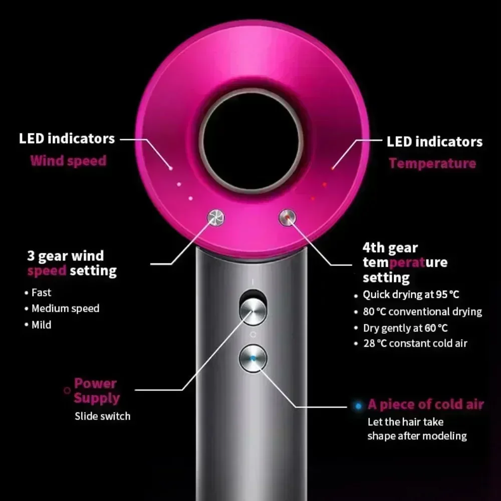 Secador de cabelo profissional 5 em 1, com funcionalidade de ar quente e frio – Ferramenta de estilo leve e termostática para cabelos lisos - Image 5