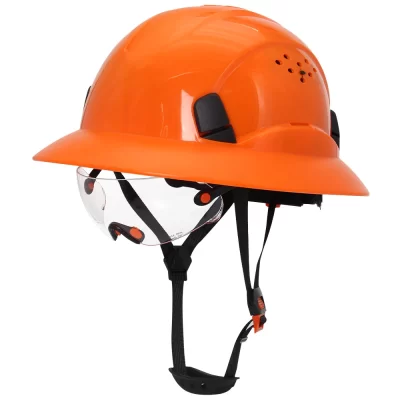 Capacetes de segurança de aba completa com óculos integrados, chapéu duro ce para canteiro de obras, resgate industrial, escalada, boné de trabalho respirável
