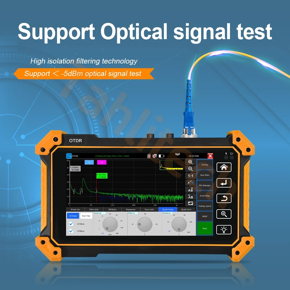Detector de falhas de fibra óptica otdr testador medidor de potência para opm vfl ols mapa de eventos ethernet fibra 100km teste rangecable tester - Image 3