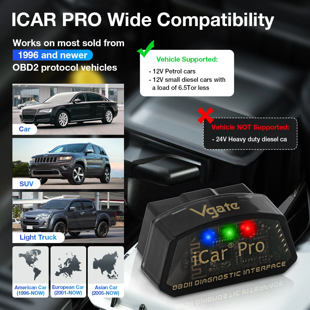 Vgate icar pro elm327 wifi obd2 scanner bluetooth-compatível 4.0 para android/ios carro ferramenta de diagnóstico automático pk icar2 elm 327 v1.5 - Image 2