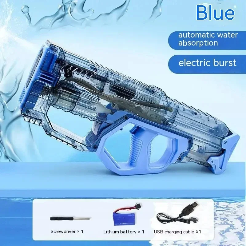 Poderoso transparente pistola de água elétrica brinquedos grande capacidade automático spray água blaster ao ar livre verão piscina brinquedo para crianças presentes - Image 5