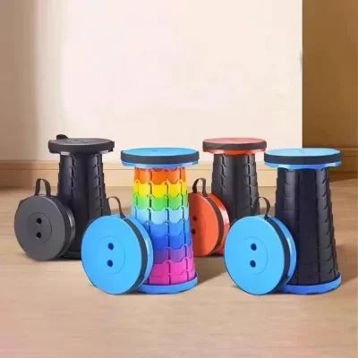 Cadeira telescópica dobrável de plástico portátil leve popular - banco compacto de altura ajustável, perfeito para pesca e camping