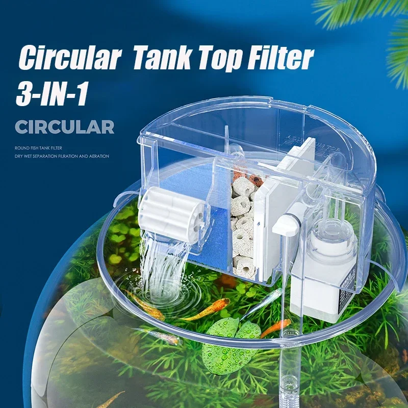 220v 4w filtro de aquário circular filtro de tanque de peixes pendurar na purificação de água cachoeira filtro superior acessórios de aquário