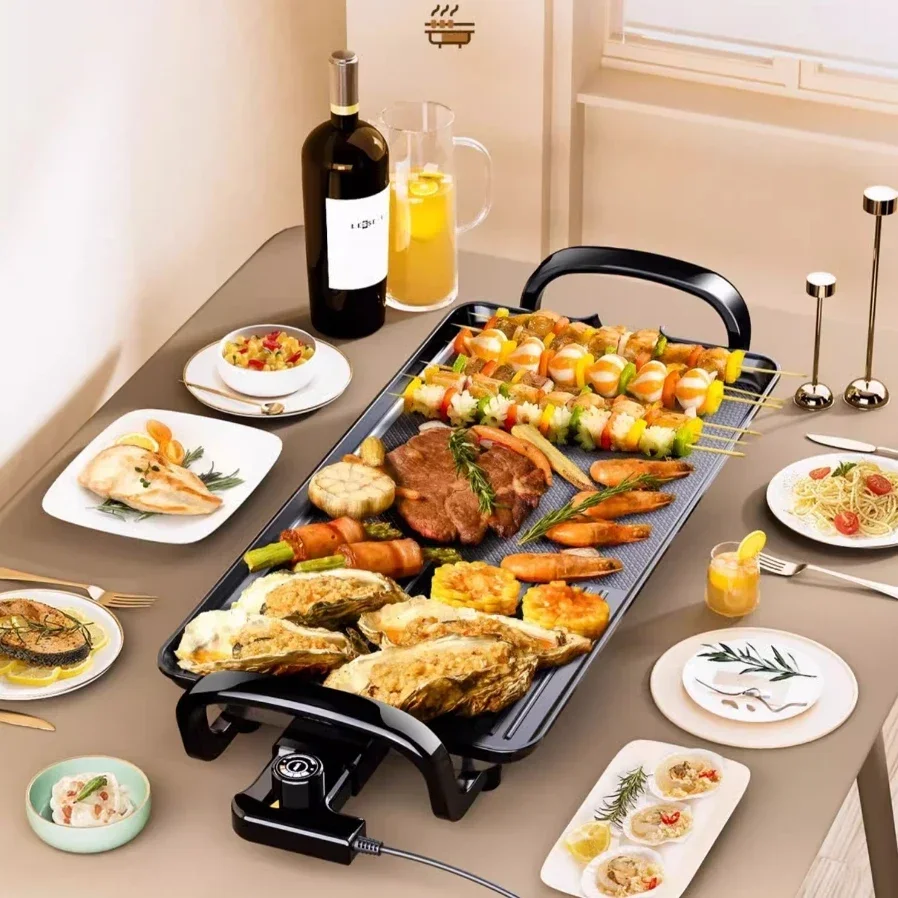 Bandeja essencial para churrasco elétrico doméstico multifuncional: grelha, panela e forno sem fumaça para uma melhor experiência de churrasco - Image 2