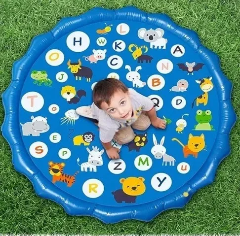 100/170cm Outdoor Kids Sprinkler Play Pad Mat Lawn Beach Letters Inflatable Water Pad Spray Water Games Mat Beach Cushion - Image 5