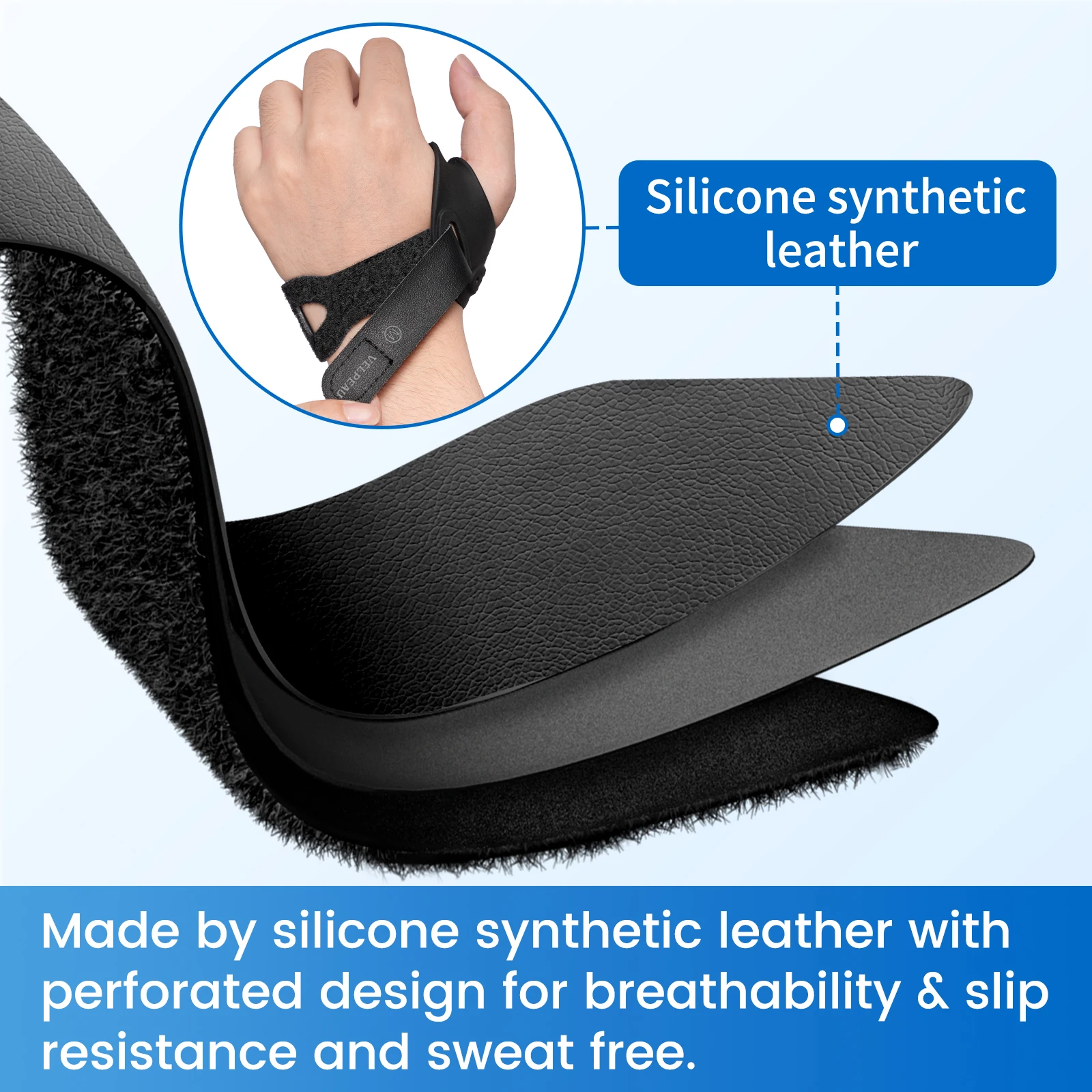 Cinta de polegar CMC flexível VELPEAU para dor e suporte de artrite, tala de polegar de borracha macia para articulação CMC para mulheres e homens - Image 5