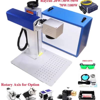 Máquina de marcação e gravação a laser de fibra raycus 100w 70w 50w 30w 20w metal aço joias ouro para gravador de corte de cartão de visita