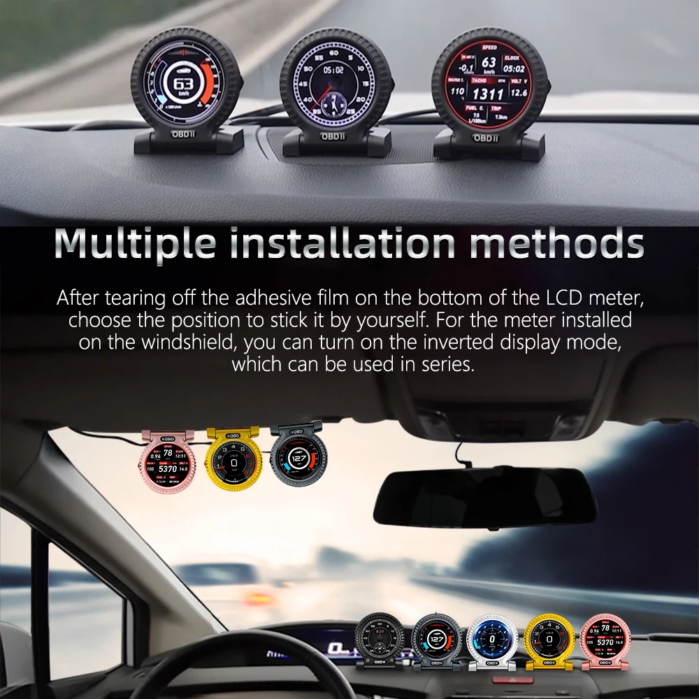 KWHUD HUD Head Up Display on Board Computer OBD2 Display Car Digital Speedometer Tacho Clock Oil Temperature Meters Turbo Gauges - Image 4