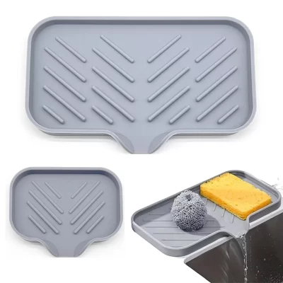 1/2 pçs pia da cozinha bandeja de silicone com dreno sabão esponja armazenamento titular bancada pia purificador escova sabão rack armazenamento