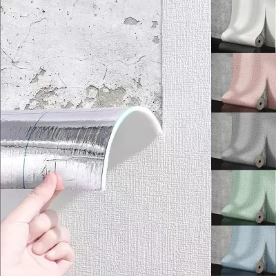 Painel de parede de espuma autoadesivo de 50cm, largura, textura de linho 3d, pvc, à prova d'água, à prova de som, removível para sala de estar, quarto, decoração de casa