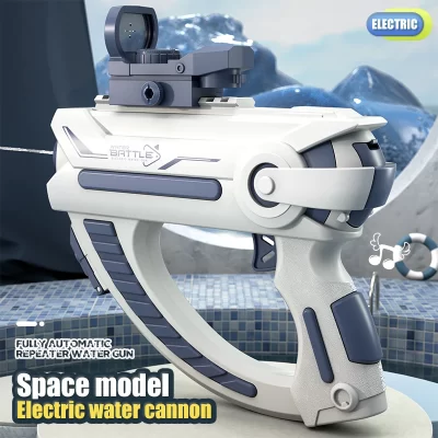 Pistola de água elétrica alimentada por bateria, esguicho automático com design à prova d'água, brinquedo de festa de piscina de praia ao ar livre de verão