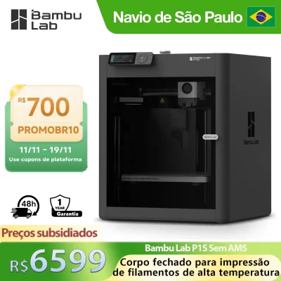 Bambu Lab P1S 3D Printer Equipped with a PEI-coated Flexible Plate Automatic Platform Leveling Active Vibration Compensation