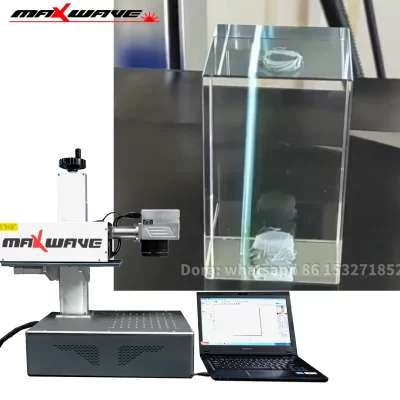 Máquina de gravação 3D Maxwave Crystal, gravador de máquina de marcação a laser UV para plástico, metal, vidro, madeira, couro, papel