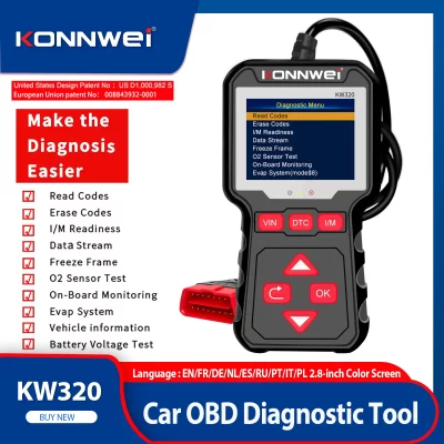 2026 konnwei kw320 scanner de carro obd2 eobd ferramentas de diagnóstico de falhas scanner automotivo profissional ler códigos de apagamento l/m readiness