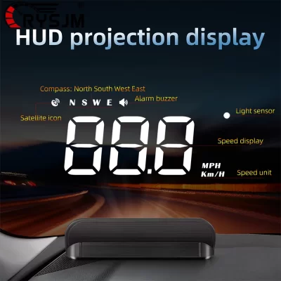 M1 Big Font GPS HUD Car Head Up Display Compass Speed MPH KMH Whit Alarm System On-board Computer Windshield Projector Gauge ﻿