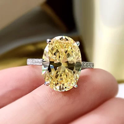 Anel de dedo oval de luxo 5ct topázio, prata esterlina 925, festa de casamento, anéis para mulheres, homens, promessa, noivado, joia, presente