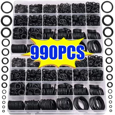 990 piece heavy duty nitrile rubber O-ring set - 20 size combinations , suitable for hydraulic/air/gas/pipe sealing