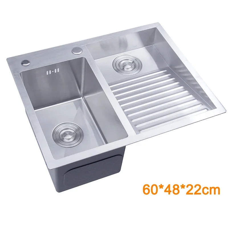 Pia de cozinha manual de aço inoxidável 304, tigela única acima do balcão ou conjunto undermount witwashboard dispensor dainer 60x48cm - Image 4