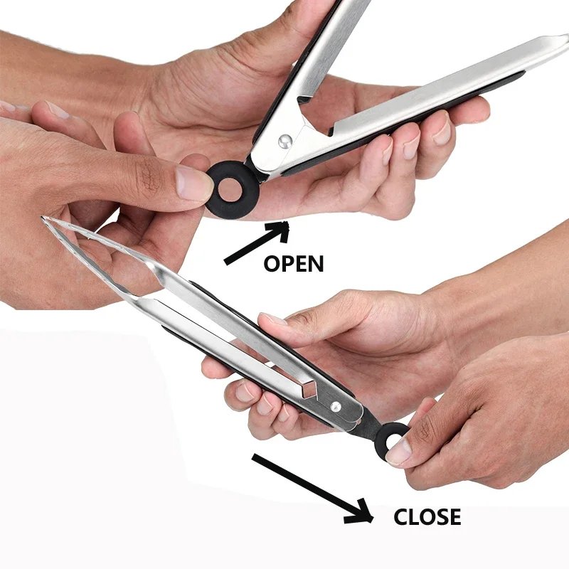 Churrasqueira pinças salada bife espaguete doces carvão carne aço inoxidável acampamento churrasco cozinha fritar alimentos clipes braçadeira - Image 2