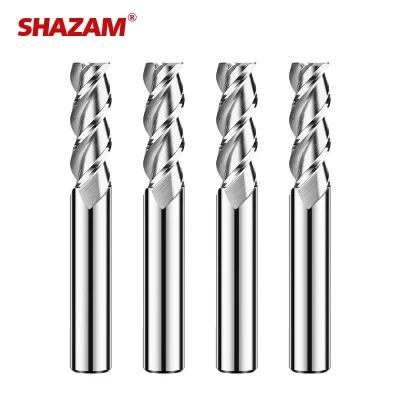 SHAZAM HRC65 3-Flute Tungsten Steel Carbide For Aluminium Flat Milling Cutter CNC Mechanical Machining Center End Mill Tools