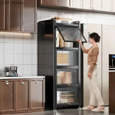 Armários de cozinha de metal modernos, armário de armazenamento multicamadas, prateleiras de chão, móveis multifuncionais zt50kc