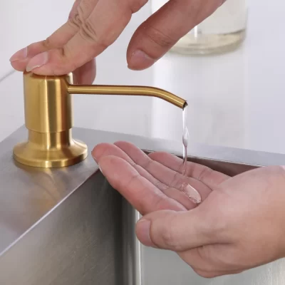 Dispensador de sabão líquido em aço inoxidável, bombas embutidas, preto, dourado, acessórios para pia de cozinha, 500ml