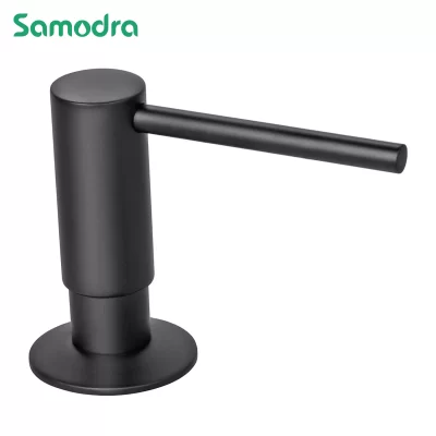 Dispensadores de sabão líquido preto samodra, cabeça de bomba de latão com garrafa pe de 500ml, dispensador de sabão embutido para acessórios de cozinha