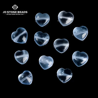1 peça de pedra natural topázio azul esculpido em formato de coração com pingente de furo para fazer jóias acessório de pulseira de colar diy