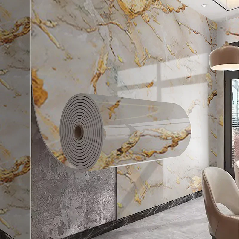 Painel de parede com padrão de mármore estilo europeu, casca e bastão, papel de parede decorativo, arte de parede para sala de estar, quarto, decoração de casa - Image 4