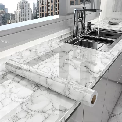 Self Adhesive Marble Texture Wallpaper, Oil Proof, Tile Floor, impermeável PVC gabinete, mobiliário de cozinha, adesivos de parede, 20m