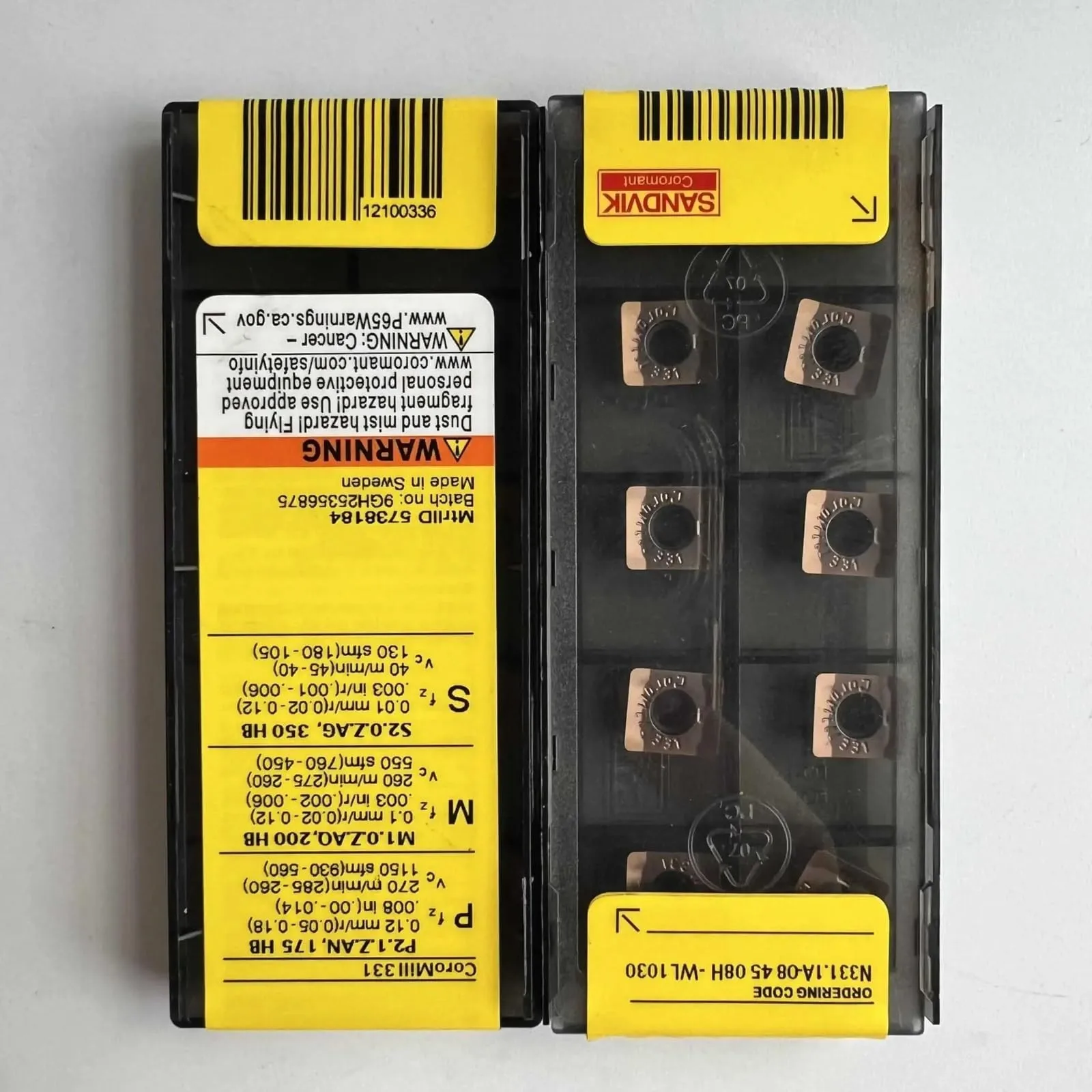 Original SANDVIK / N331,1A-084508H-WL 1030 / Lâmina CNC de liga dura 10 unidades