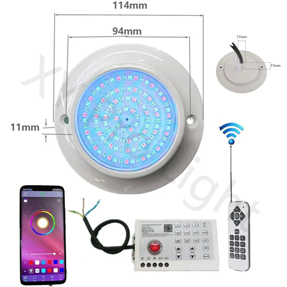 RGB LED Underwater Pool Light, Lâmpada exterior e interior, Landscape Spotlight, Bluetooth App Controller, DC 12V, Fonte, Lagoa, 12W