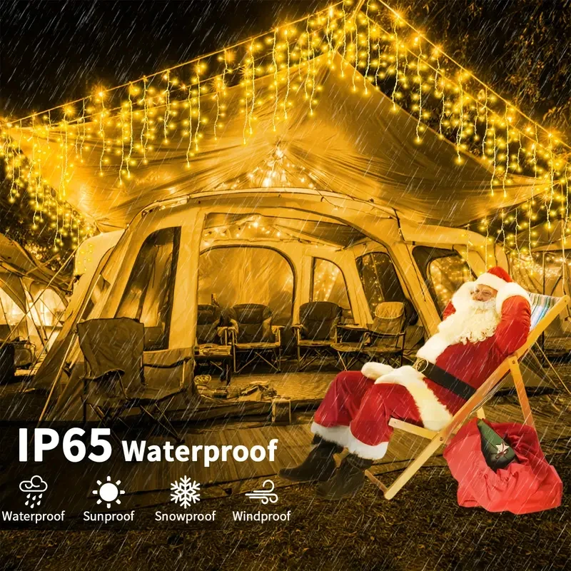 Novas luzes solares de sincelo de natal 162/96 led 8 modos à prova dwaterproof água cortina luzes da corda para jardim ao ar livre sala iluminação do feriado - Image 2