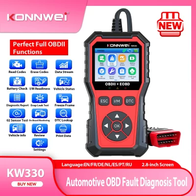 2025 konwei kw330 carro obd2 scanner de falhas motor bateria teste código de falhas claro dados em tempo real profissional ferramenta de inspeção obd