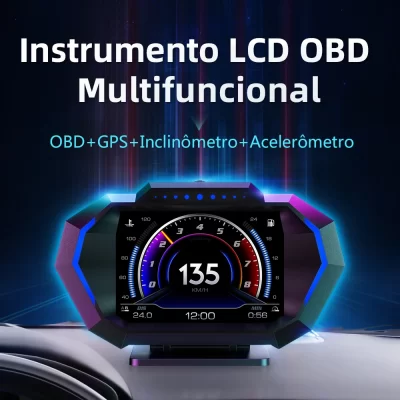 OBD + GPS HUD P24 Car OBD Head Up Display HUD on Board Computer Digital Speedometer Water Temp Fuel Consumption Slope Meter