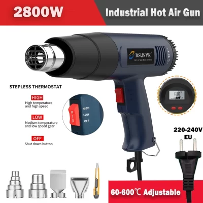 Secador térmico de construção, 2800w, 220v, pistolas de calor, ferramenta de solda, temperatura ajustável, revair, secador de cabelo, ferramentas de embrulho