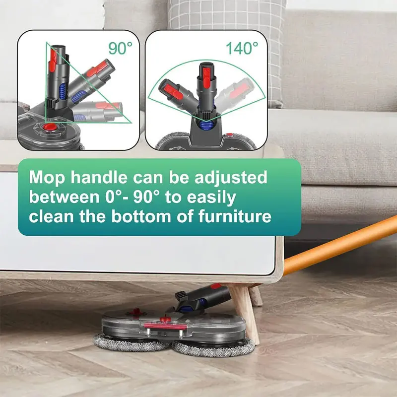 Cabeça de esfregão para aspirador de pó dyson v7 v8 v10 v11 v15, acessório de esfregão elétrico com tanque de água removível e 6 almofadas de esfregão reutilizáveis - Image 6