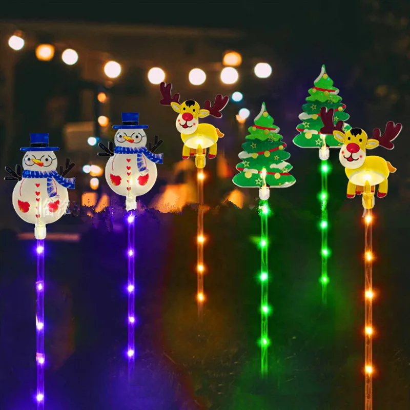 6 pçs/lote movido a energia solar luzes do gramado de natal santa árvore & rena projetos para decoração ao ar livre luzes do jardim à prova dwaterproof água feriado - Image 3