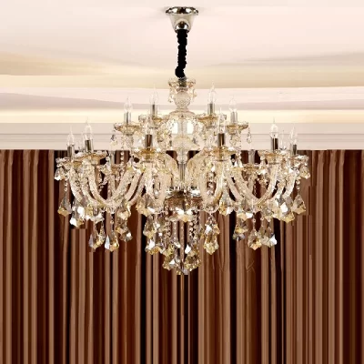 Lustre de cristal LED de luxo, Modern Lustres Lâmpadas para Quarto, Iluminação da sala, K9 Grande, 6, 8, 10, 15, 18, 24 Braços, Novo