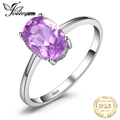 Jewelrypalace rosa ouro amarelo banhado a ouro oval natural ametista citrino granada topázio peridot 925 anel de prata esterlina para mulher