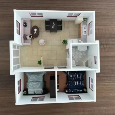 Movable Prefab Tiny Home for Sale 20ft Portable Container House with 2 Bedrooms Full Equipped Kitchen and Bathroom Modular Home