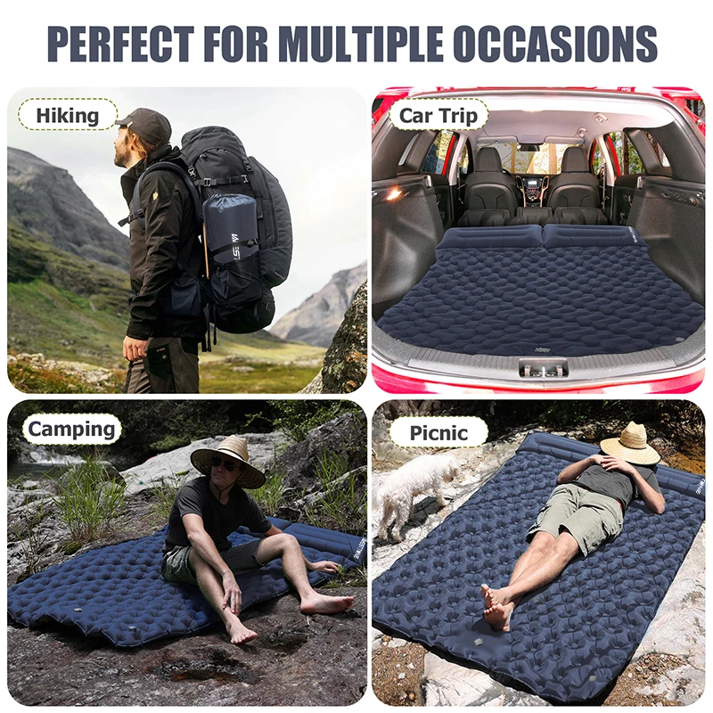 WESTTUNE Double Inflatable Mattress with Built-in Pillow Pump Outdoor Sleeping Pad Camping Air Mat for Travel Backpacking Hiking - Image 6